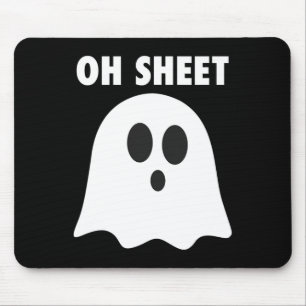 Oh Sheet - Humourous Halloween Ghost Pun Oh Mens Mouse Pad