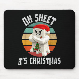 Oh Sheet It's Christmas Funny Mpy Ghost Design Mouse Pad