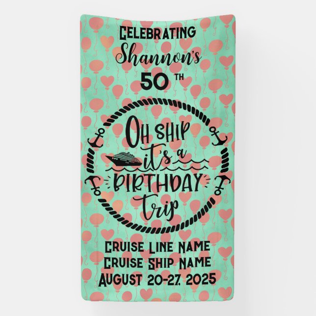 Oh Ship It's A Birthday Trip Cruise Door Banner (Vertical)