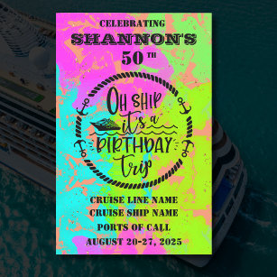 Oh Ship It's A Birthday Trip Cruise Door Magnetic Dry Erase Sheet