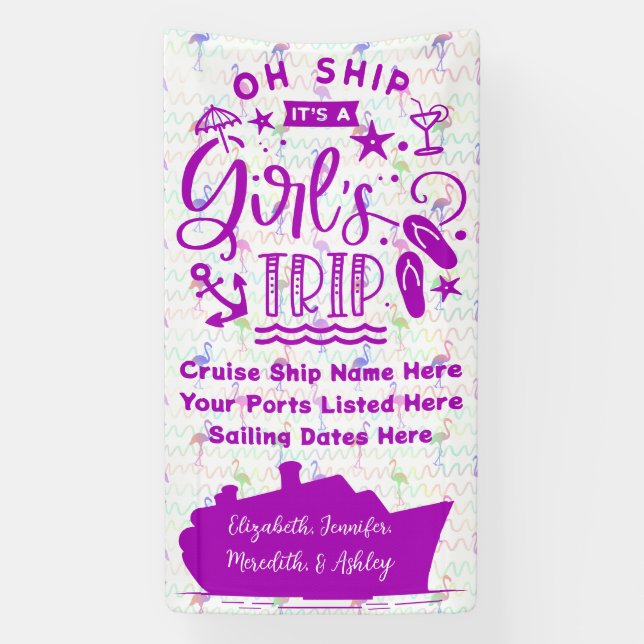 Oh Ship It's a Girl's Trip Cruise Door Banner (Vertical)