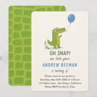 Oh Snap Alligator Birthday | Cute Gator Birthday Invitation