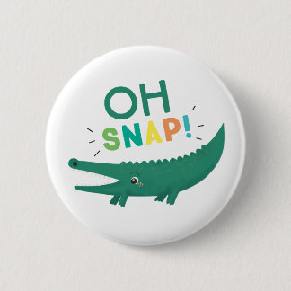 Oh Snap Alligator Crocodile Birthday party Button