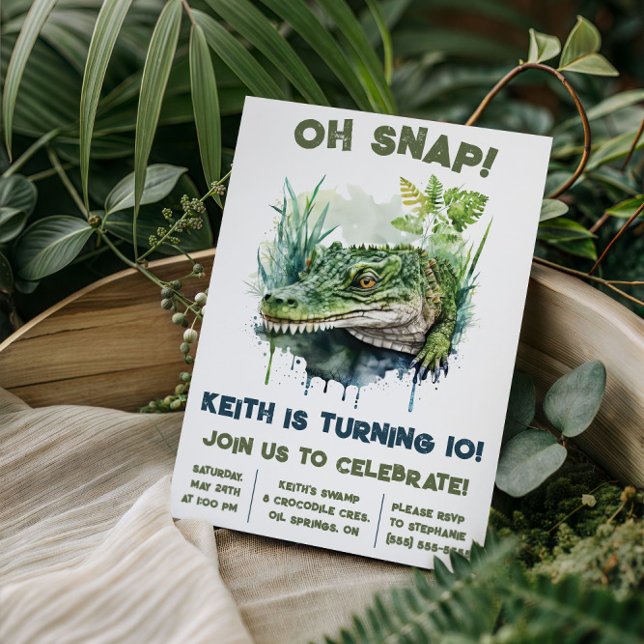 Oh Snap! Alligator, Crocodile Birthday Party Invitation (Creator Uploaded)