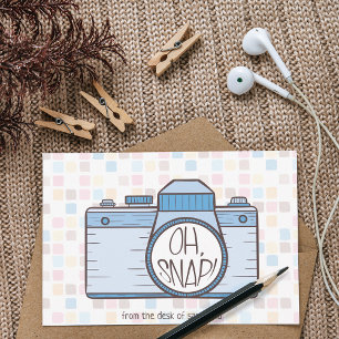 Oh Snap! Blue Pastel Camera Note Card