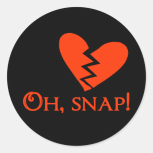 Oh Snap Broken Heart Valentine or Anti Valentine Classic Round Sticker