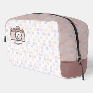Oh Snap! Brown Pastel Camera Toiletry Bag