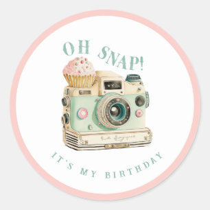 Oh Snap   Camera Birthday Classic Round Sticker