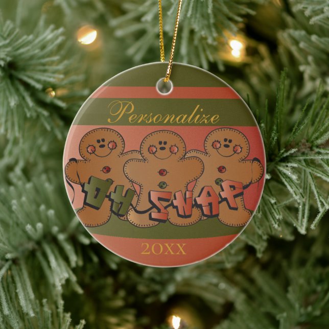 Oh Snap Cartoon Gingerbread Ceramic Ornament (Tree)