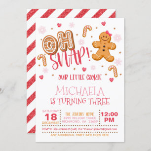 Oh Snap Christmas Birthday Invitation - White
