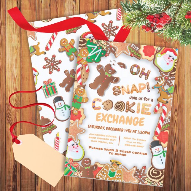 Oh Snap Christmas Cookie Exchange Gingerbread man Invitation (Creator Uploaded)