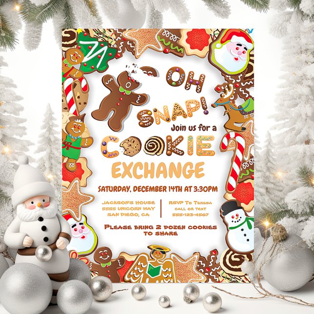 Oh Snap Christmas Cookie Exchange Gingerbread man Invitation (Creator Uploaded)