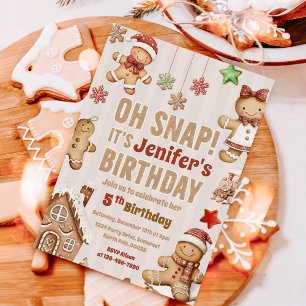 Oh Snap Christmas Cookie Gingerbread Birthday Invitation