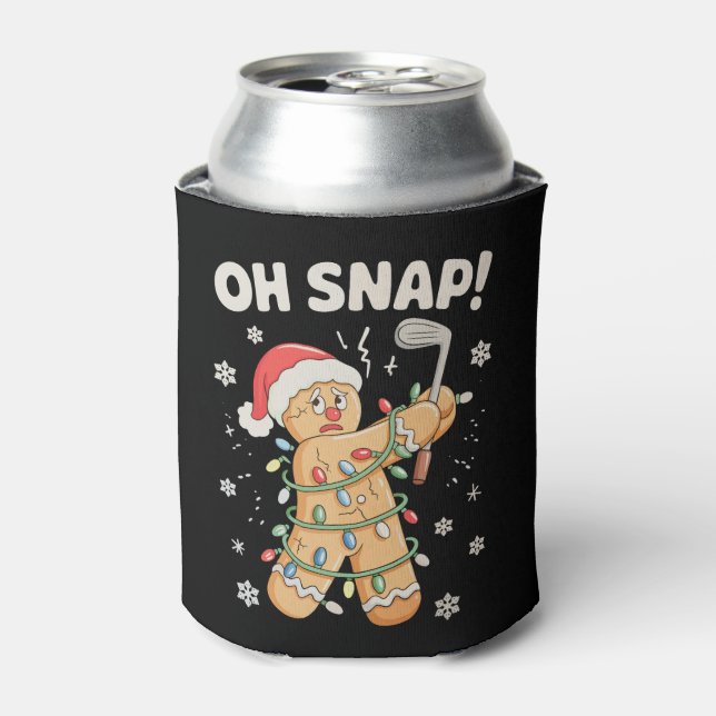 Oh Snap Christmas Gingerbread Cookie Golf Golfer Can Cooler (Can Front)