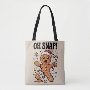 Oh Snap! Christmas Gingerbread Cookie Santa Hat Tote Bag