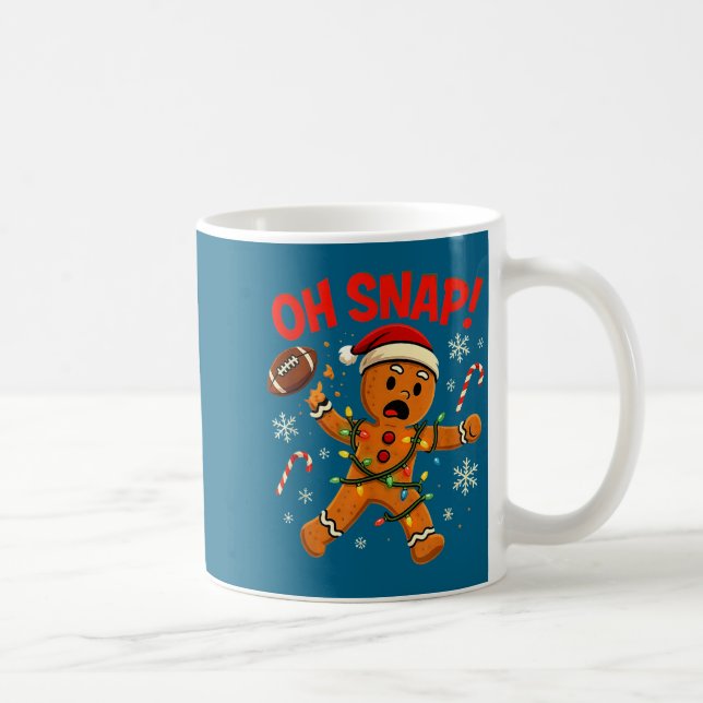 Oh Snap Christmas Gingerbread Funny Football Light Coffee Mug (Right)