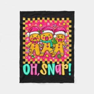 Oh Snap Christmas Gingerbread Man Funny Xmas Cooki Fleece Blanket
