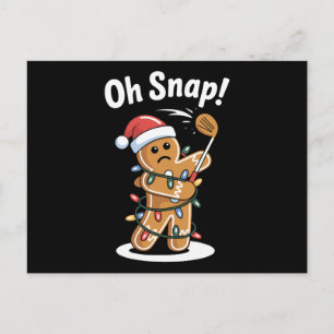 Oh Snap Christmas Gingerbread Man Lights Hat Xmas Holiday Postcard