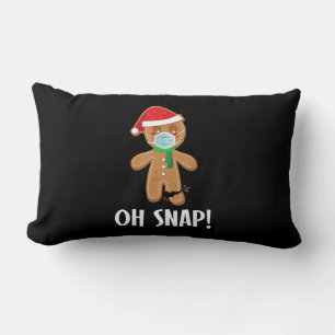 Oh snap christmas gingerbread man mask gift lumbar cushion