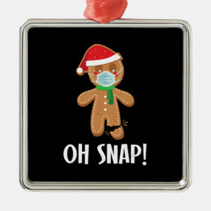 Oh snap christmas gingerbread man mask gift metal ornament