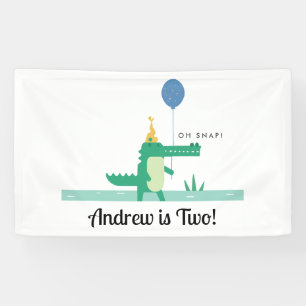 Oh Snap Cute Alligator Kids Birthday Party Banner