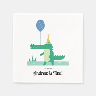 Oh Snap Cute Alligator Kids Birthday Party  Napkin