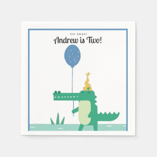 Oh Snap Cute Alligator Kids Birthday Party Napkin