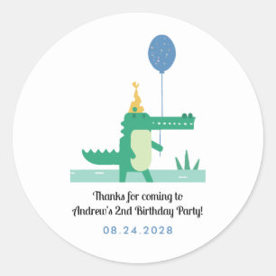 Oh Snap Cute Alligator Kids Birthday Party Thanks Classic Round Sticker