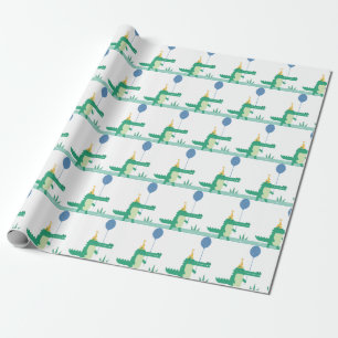 Oh Snap Cute Alligator Kids Birthday Party Wrapping Paper