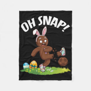 Oh Snap Easter Gingerbread Man Soccer Player Bunny Fleece Blanket