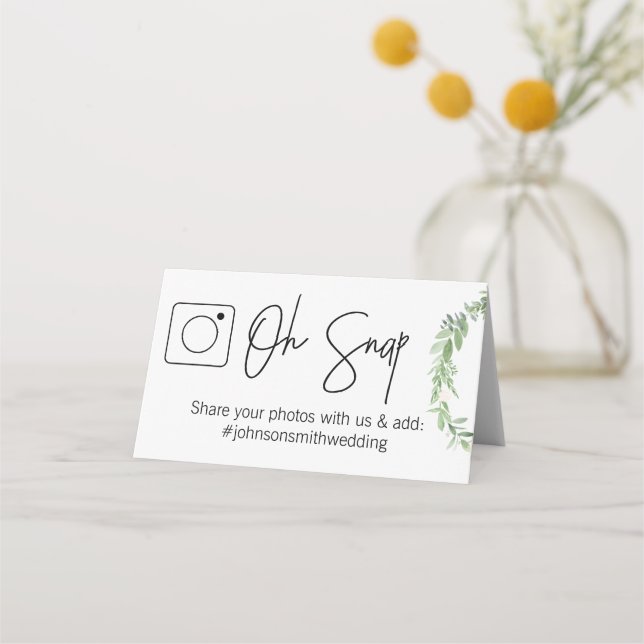 OH SNAP Folded table card #hashtag (Front)