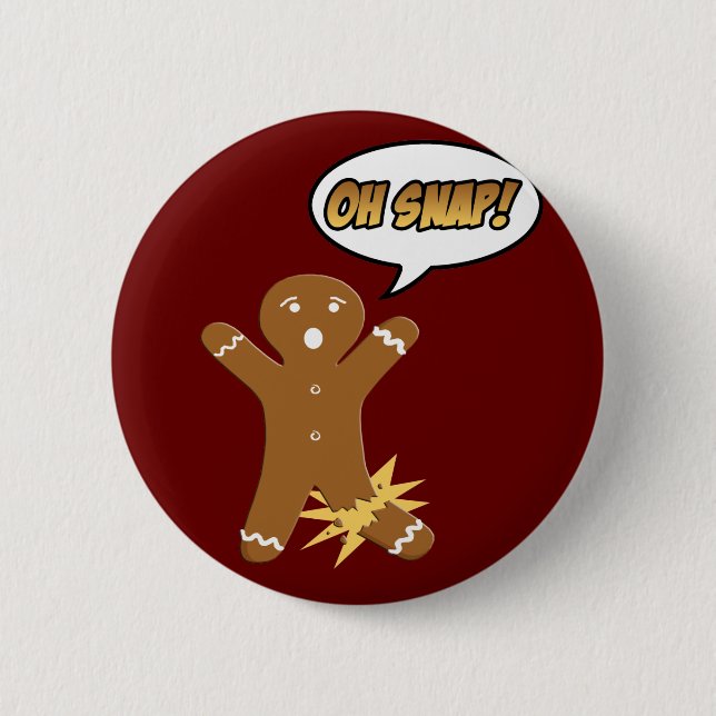 Oh Snap! Funny Christmas Gingerbread Man 6 Cm Round Badge (Front)