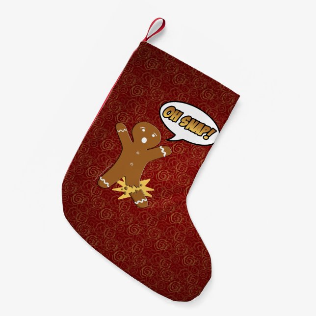 Oh Snap Funny Christmas Gingerbread Man Broken Leg Small Christmas Stocking (Front (Hanging))