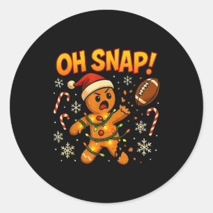 Oh Snap Funny Gingerbread Football Christmas Light Classic Round Sticker