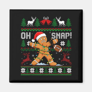 Oh Snap Funny Gingerbread Man Football Christmas P Magnet