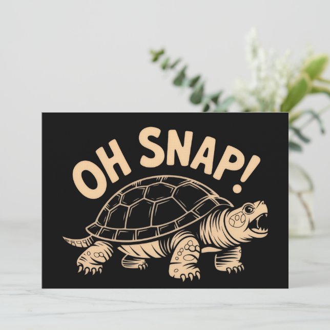 Oh Snap Funny Sarcastic Snapping Turtle Joke  Invitation (Standing Front)