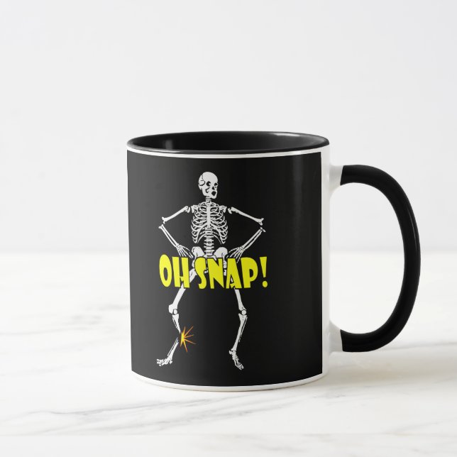 Oh Snap, Funny Skeleton Halloween Mug (Right)