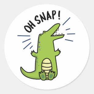 Oh Snap Funny Snapping Crocodile Pun Classic Round Sticker
