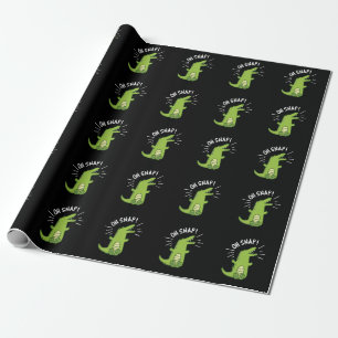 Oh Snap Funny Snapping Crocodile Pun Dark BG Wrapping Paper