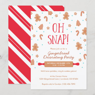 "Oh Snap!" Gingerbread Cookie Christmas Party Invitation