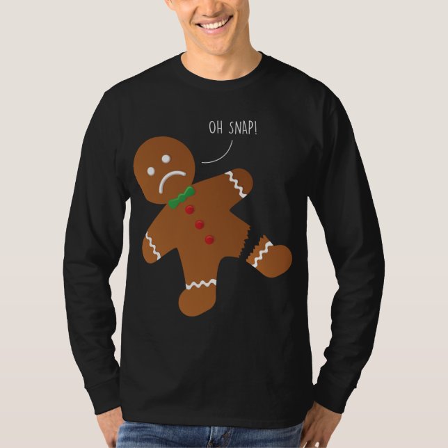 Oh Snap Gingerbread Cookie Funny Xmas T-Shirt (Front)