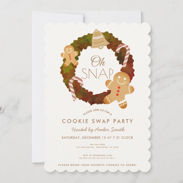 Oh Snap Gingerbread Cookie Swap Party Invitation (Front)