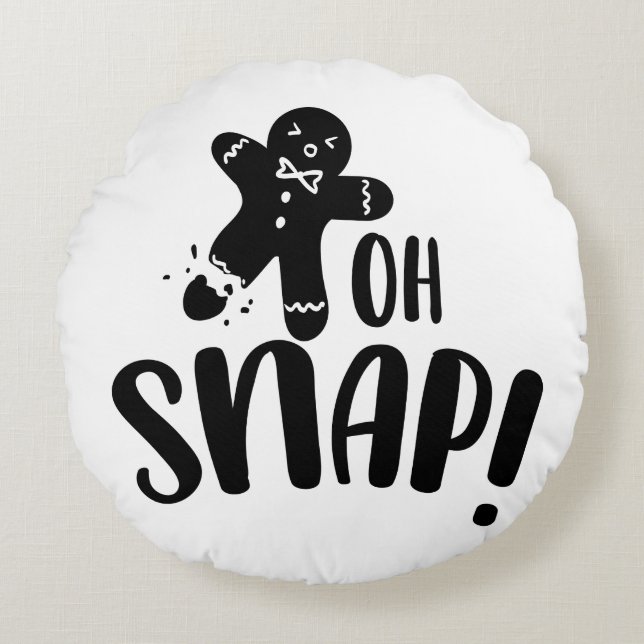 Oh Snap Gingerbread Cookie Xmas Round Cushion (Front)