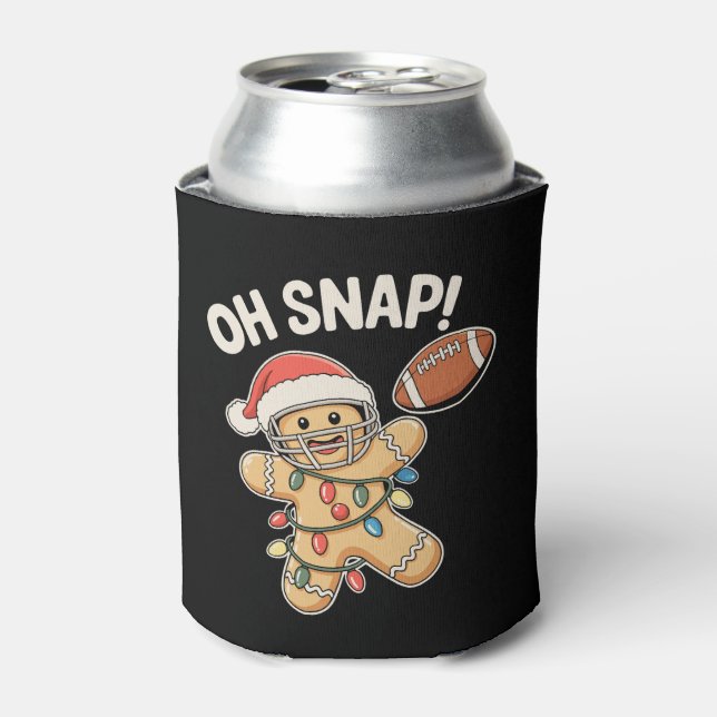 Oh Snap Gingerbread Football Christmas Xmas Sports Can Cooler (Can Front)