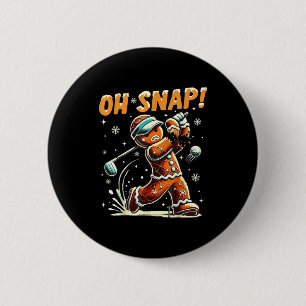 Oh Snap Gingerbread Golfer Golf Christmas Golfing  6 Cm Round Badge