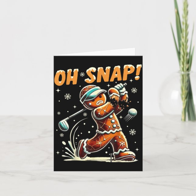 Oh Snap Gingerbread Golfer Golf Christmas Golfing  Card (Front)