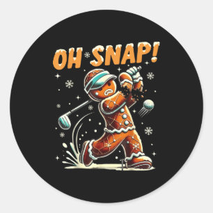 Oh Snap Gingerbread Golfer Golf Christmas Golfing  Classic Round Sticker