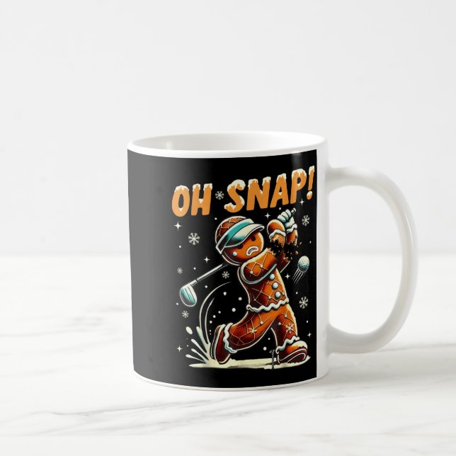 Oh Snap Gingerbread Golfer Golf Christmas Golfing  Coffee Mug (Right)