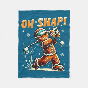 Oh Snap Gingerbread Golfer Golf Christmas Golfing  Fleece Blanket