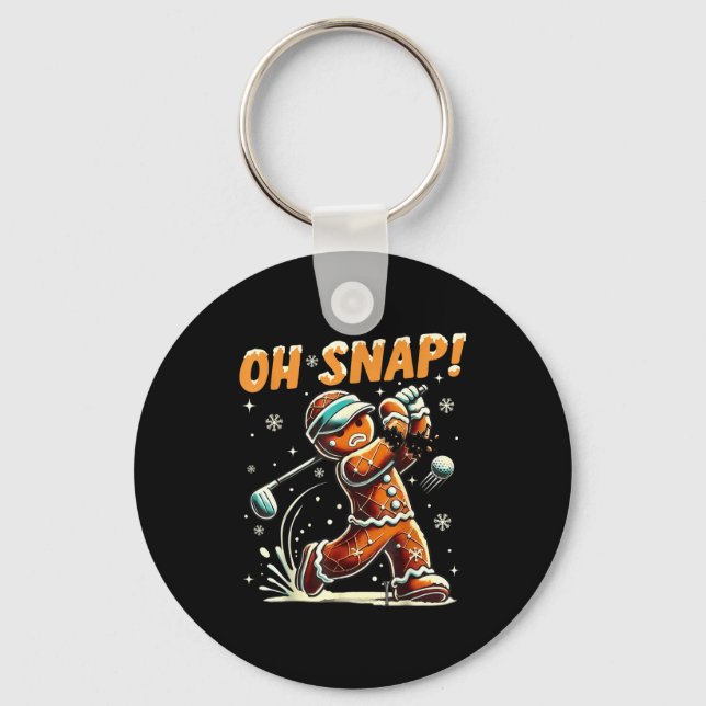 Oh Snap Gingerbread Golfer Golf Christmas Golfing  Key Ring (Front)